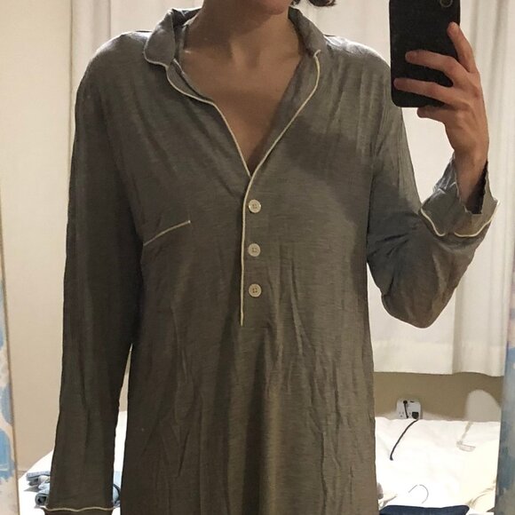 Love & Lore Nightgown Grey Henley Collared Medium - Picture 3 of 10